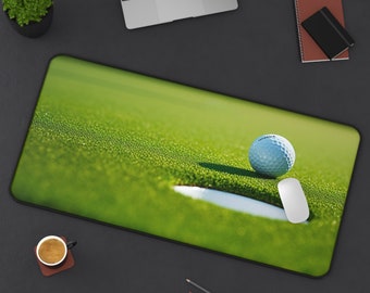 Desk Mat | Golf | Golf Ball | Putting Green | Natural | Fairway | Laptop | Golf Course | Golfer | Sports | Neoprene | Non-Slip | Mouse Pad |