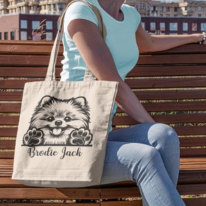 Pommersche Hundetasche mit Namen, Personalisierte Pommersche Hundetasche für Hundebesitzer, Canvas Tasche für Hundebesitzer, Hundetasche für Hundebesitzer, Hundetasche mit Namen