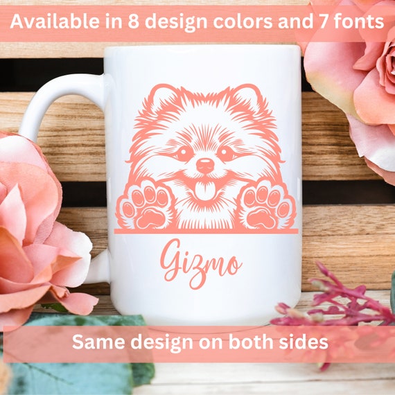 Personalized Pomeranian mug, custom coffee mug with dog name, gift for dog owner, Pom Pom dog coffee cup, 15oz ceramic mug for dog lover