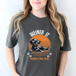 Dachshund Cartoon T-shirt, Funny Dog Tee, Unisex Garment-Dyed Shirt, Snort It Real Good Top, Animal Lover Gift, Cute Graphic Tee