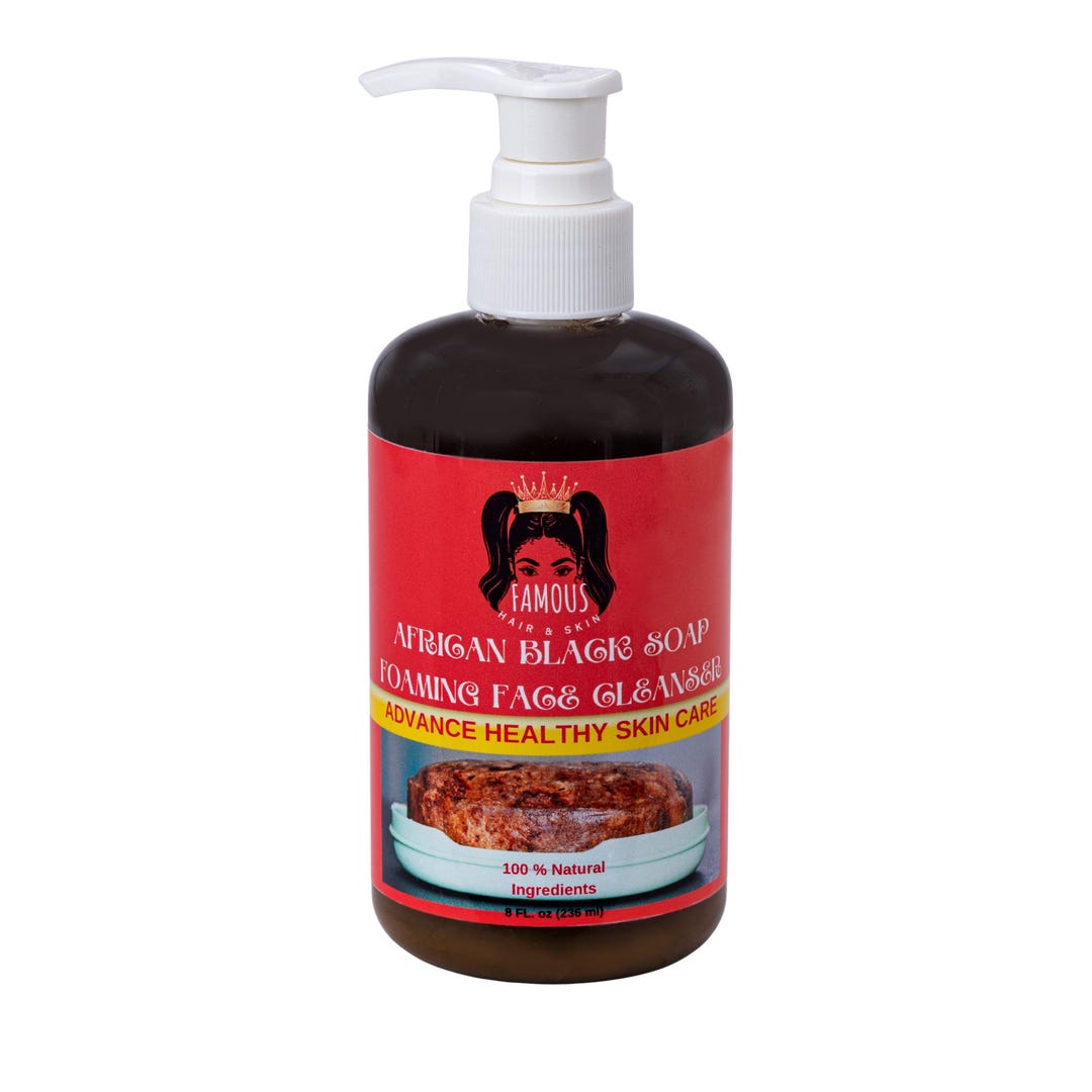 8 Oz. African Black Soap Foaming Face Cleanser: All Natural Organic ...