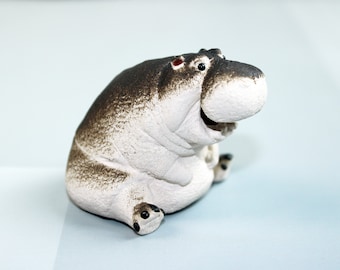 Hippo Tee Haustier - Keramik Nilpferd Skulptur - Niedliche Ornamente