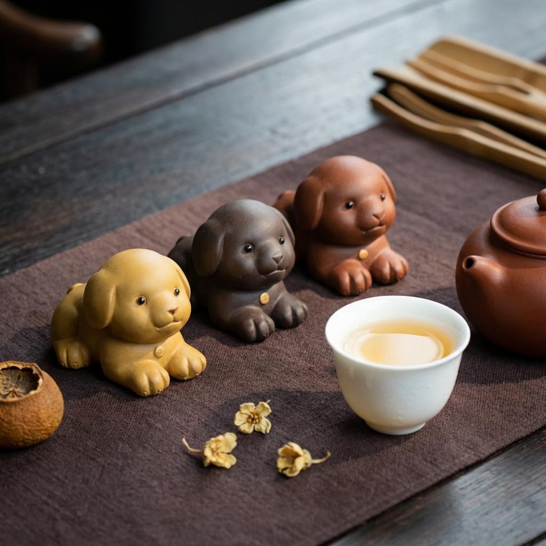 Cute Dog Tea Pet Figurine, Cute Purple Clay Tea Ceremony Companion ...