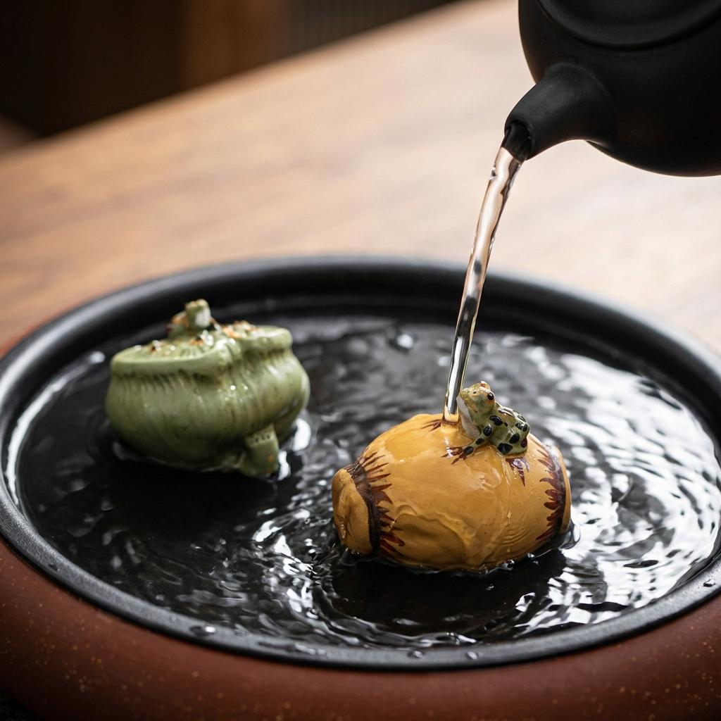 Spouting Frog Tea Pet Set Zisha Purple Clay Tadpole Lotus Pumpkin Gourd ...