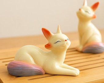 Van kleur veranderende vosornamenten - Vossentheehuisdieren die van kleur kunnen veranderen in heet water - Statische vossculpturen - Kerstcadeaus - voor haar/hem