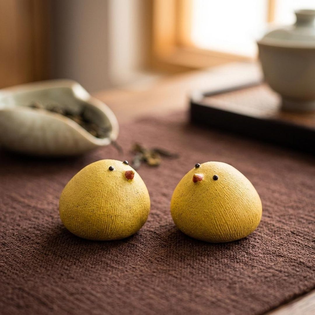 Cute Chick Zisha Tea Pet | Handmade Baby Chicken Figurine | Tea