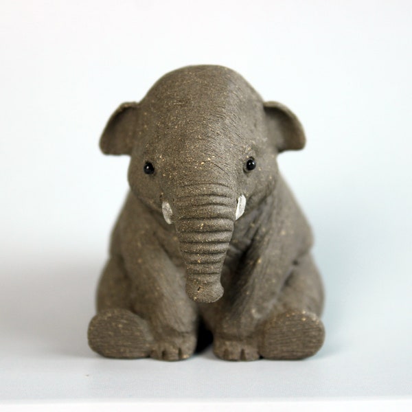 Elephant tea pet - ceramic elephant sculpture - cute ornaments