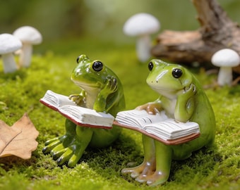 Little Frog Reading Ornaments - Frog Tea Pets  - Static Frog Sculptures - Christmas Gifts-For Her/Him