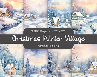 Weihnachtsdorf Digitales Papier, Weihnachtsszenen, Weihnachtsdorf Seiten, Sofort Download, Junk Journal, Basteln, Kartenherstellung