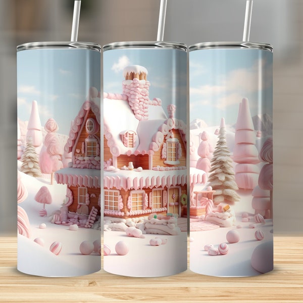 Gingerbread House 20 oz Tumbler Wrap, Sublimation Design, Straight And Tapered, Instant Digital Download