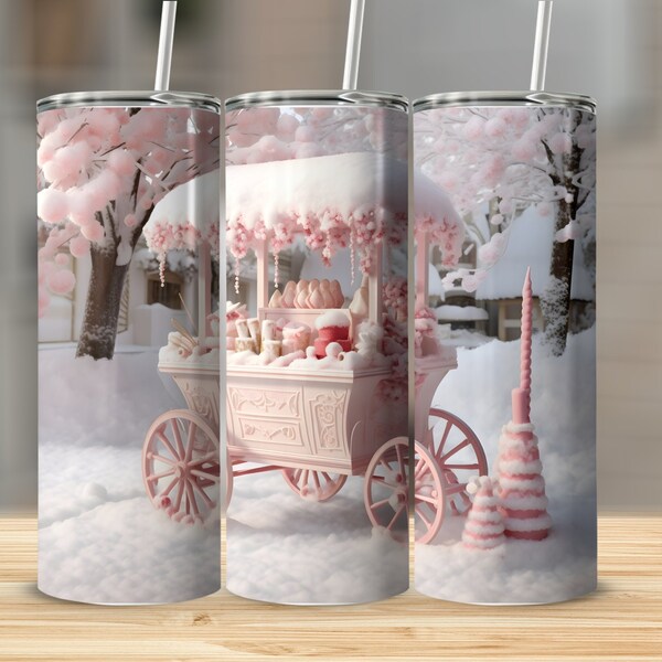 Christmas Candy Cart 20 oz Tumbler Wrap, Sublimation Design, Straight And Tapered, Instant Digital Download