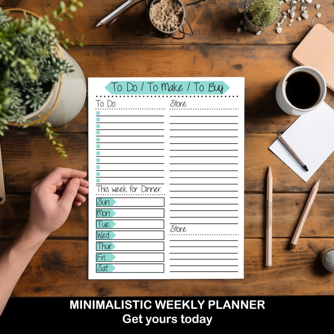 Minimalistic Weekly Planner Printable | A4 & A5 | Instant Download PDF ...