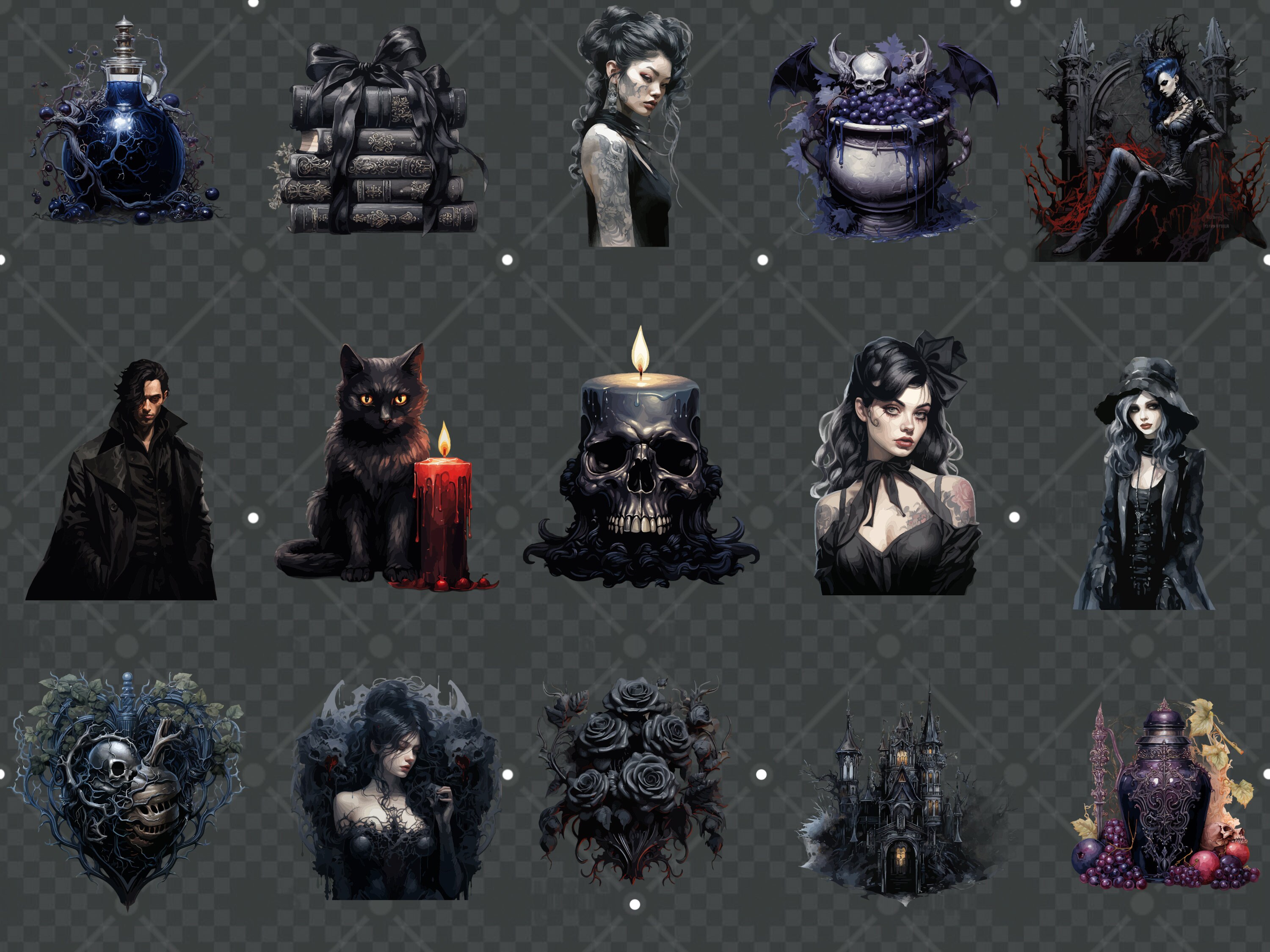 Gothic Treasures Clip Art Transparent 5 Digital File Types Color ...