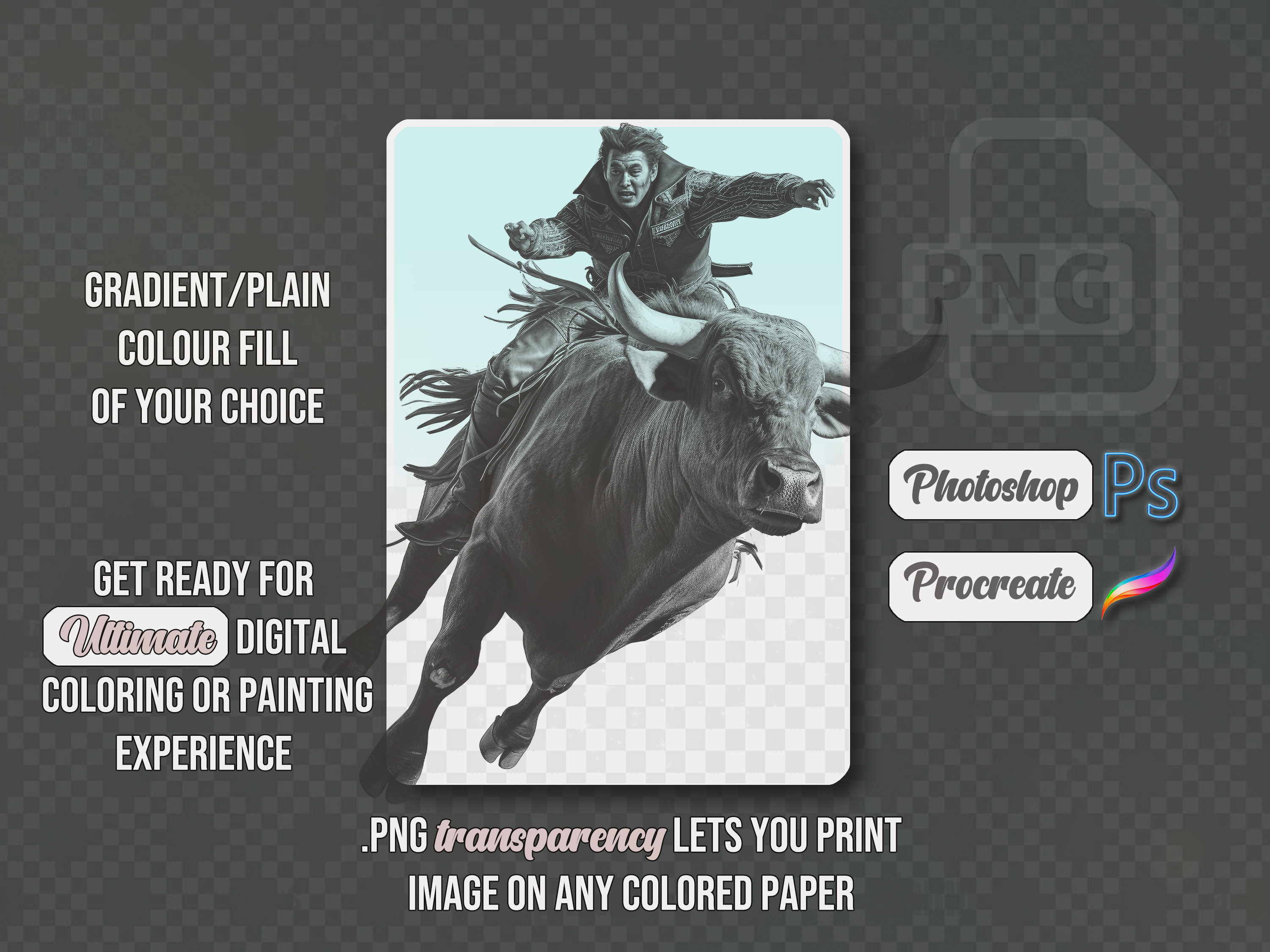 16 Bull Riders - Wild West Rodeo | 5 Digital File Types | Color ...