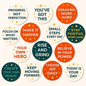 Motivational Quotes Sticker Set – 15 Inspirational Affirmation Stickers for Planners, Journals, Scrapbooking & Daily Boost