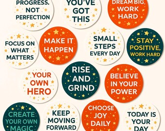 Motiverande citat klistermärkesset – 15 inspirerande bekräftelseklistermärken för planerare, dagböcker, scrapbooking och daglig boost