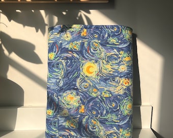 Van Gogh Starry Night Book Sleeve - | Quilted | Aesthetic | Book Pouch | Book Cover | Book Protector | Sleeve | Bookish Gifts | Embroidered