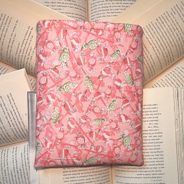 Sweet Shop Padded Book Sleeve - | Book Pouch | Book Protector | Bookish Gift | Pink Aesthetic | Sleeve | Candy Theme | Book Cover