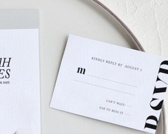 Typographic Rsvp Cards, Minimalist Wedding Stationery, Modern Custom Invitation Set | ONLY ADD-ON