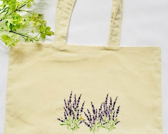Personalized Embroidered Lavender Corduroy Tote, Handmade Book Bag