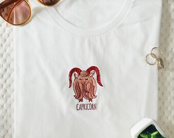 Embroidered Capricorn Zodiac T-Shirt – Astrology Gift
