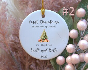 New Apartment Personalized Address, 1st Christmas Ornament, 2023 Christmas Keepsake, Custom Christmas Gift for Couple, Name Gift