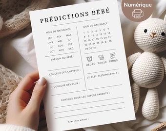 Previsão do chá de bebê francês - Personalizável - Jogo de previsão do bebê - Chá de bebê - Revelação de gênero - Minimalista