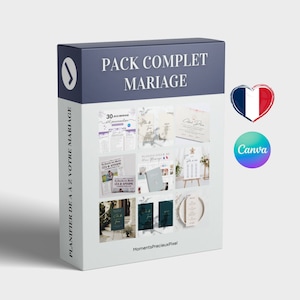 PACK COMPLET MARIAGE, planificateur mariage français, jeux mariage, faire part mariage, template mariage, canva, wedding planner français