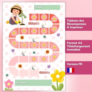 Gráfico de recompensas de flores | Gráfico de comportamento | Montessoriano | Gráfico de motivação infantil | Aprendizagem divertida | Digital