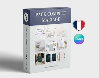 COMPLETE WEDDING PACKAGE, French wedding planner, wedding games, wedding invitations, wedding template, Canva, French wedding planner