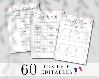 Bachelorette party games - Pack of 60 French bachelor party games - Bachelorette party challenges - Bachelorette party activities - Bachelorette party games - Prizes for bachelor party - Bachelorette party