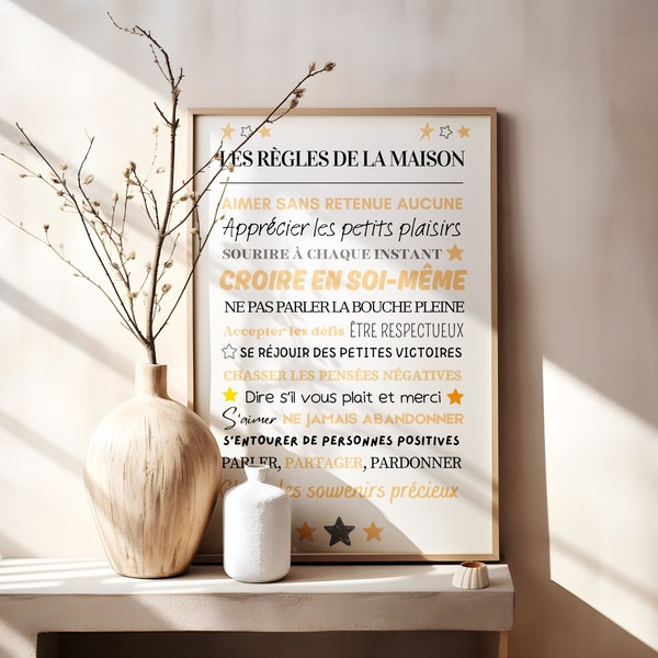 House Rules poster, gift for a new home, house rules, printable wall art
