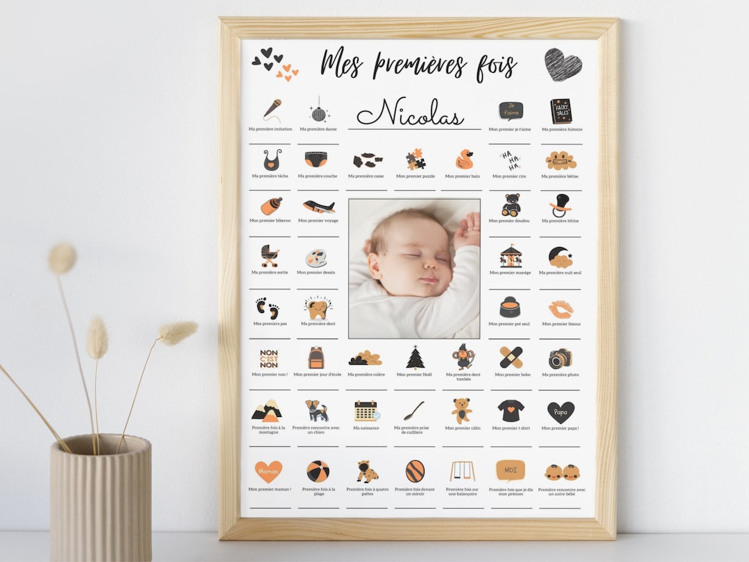 Affiche Mes premières fois bébé | Décoration murale chambre bébé