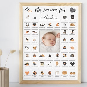 Poster Mein erstes Mal, Baby | Wanddekoration für Babyzimmer | Baby-Geburtsplakat | Digitales Poster | Geschenkidee zur Geburt |