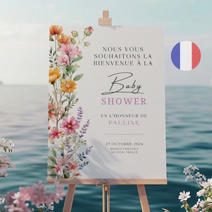 Baby shower welcome sign, boho floral welcome sign, french baby shower, baby shower invitation, baby shower