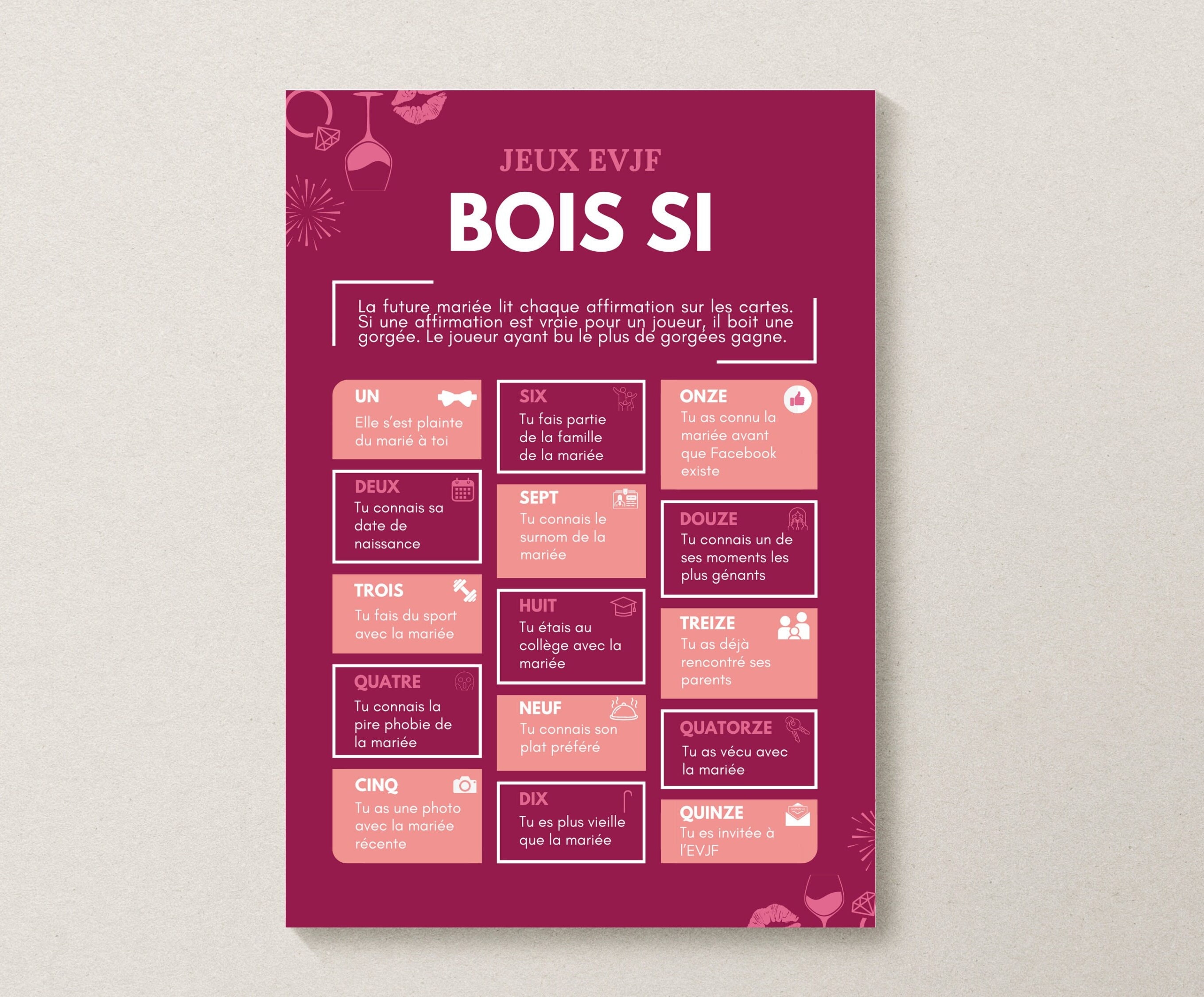 Glop Enterrement de Vie de Jeune Fille - EVJF - Jeu à Boire - Jeu EVJF - Bride to Be - Team Bride - Jeux de Cartes Adulte - Jeu de Société