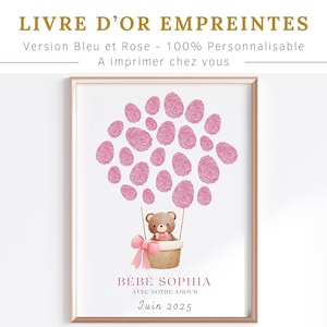 Libro de visitas de huellas dactilares Baby Shower, árbol de huellas dactilares, póster para imprimir, recuerdo de nacimiento, decoración de bebé, regalo de nacimiento