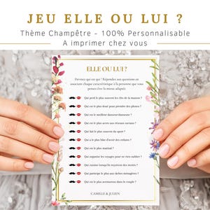 Jeu Elle ou Lui - Jeux de mariage - Activités mariage - Personnalisable - Jeux mariage français - Animation idéale mariage - Gages mariage
