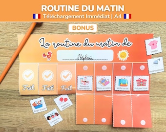 Child routine in French, Positive Montessori education, Nursery school routine, Printable routine table, Planning, Weekly