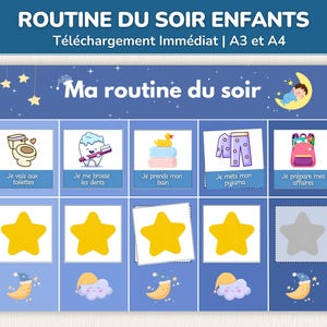 Montessori evening routine, children&#39;s evening routine, children&#39;s calendar, children&#39;s activities, fun learning, digital