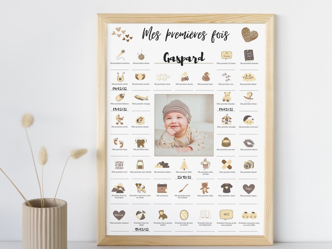 Affiche Mes premières fois bébé | Décoration murale chambre bébé