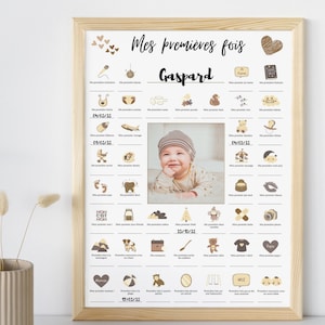 Affiche Mes premières fois bébé | Décoration murale chambre bébé | Affiche naissance bébé | Affiche numérique | Idée cadeau de naissance |