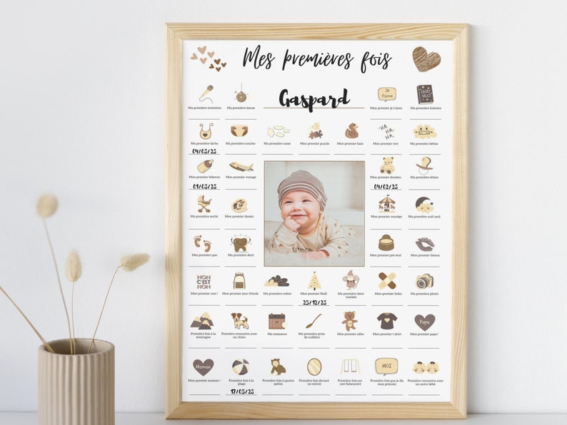 Poster My first times baby Baby room wall decoration Baby birth poster Digital Poster Birth gift idea image 1