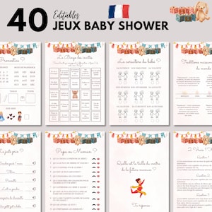 Baby Shower Games Editable Toys to Print - 40 Baby Shower Games - Baby Shower Activities in French - French Baby Prediction