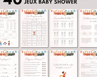 Baby Shower Games Editable Toys to Print - 40 Baby Shower Games - Baby Shower Activities in French - French Baby Prediction