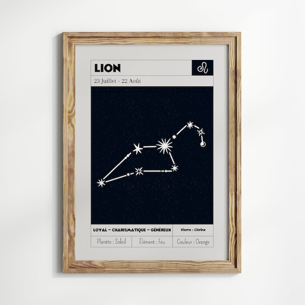 Leo Constellation Poster | Zodiac sign poster | Astrology gift idea | Astrology wall decoration | Zodiac poster
