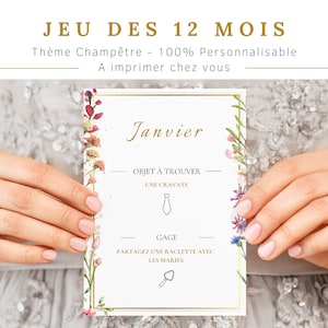 Jeu des 12 mois pour mariage, Activités mariage, Personnalisable sur Canva, Jeux mariage français, Animation idéale mariage, Gages mariage