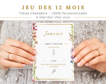 12 Months Wedding Game, Wedding Activities, Customizable on Canva, French Wedding Games, Ideal Wedding Entertainment, Wedding Forfeits