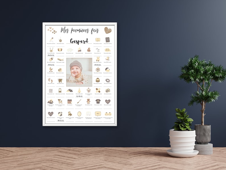 Póster Mis primeras veces bebe Decoración de la pared de la habitación del bebé Cartel del nacimiento del bebé Póster digital Idea de regalo de nacimiento imagen 7