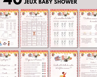 Printable Editable Circus Baby Shower Games - 40 Baby Shower Games - French Baby Shower Activities Pack - French Baby Prediction